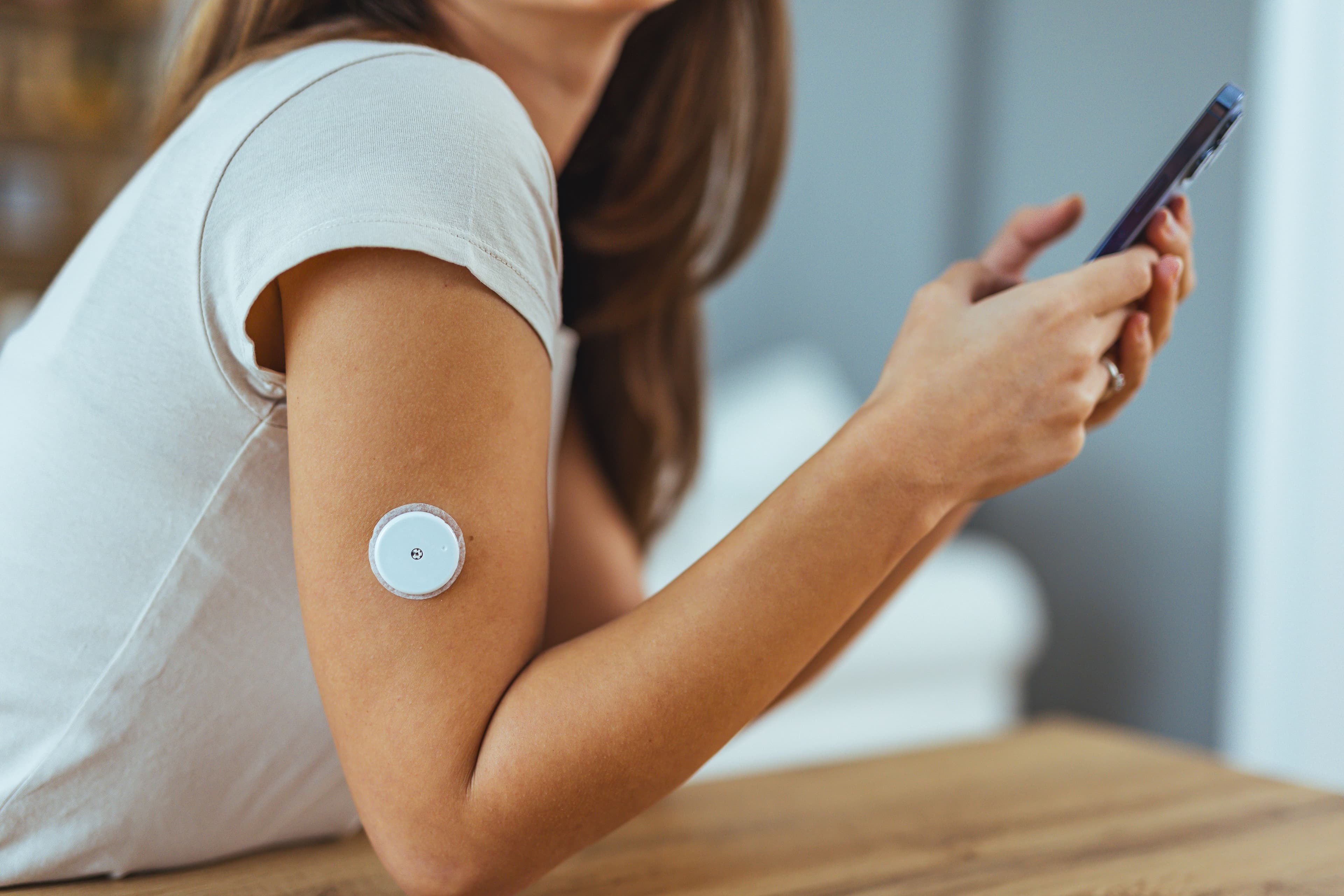 A healthy person wearing a smart device.